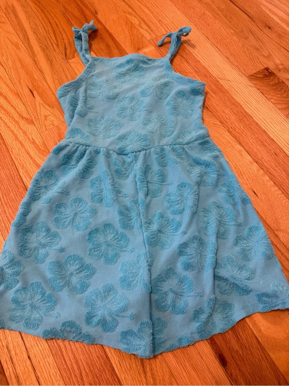 Girls Blue Floral Textured Swim coverup